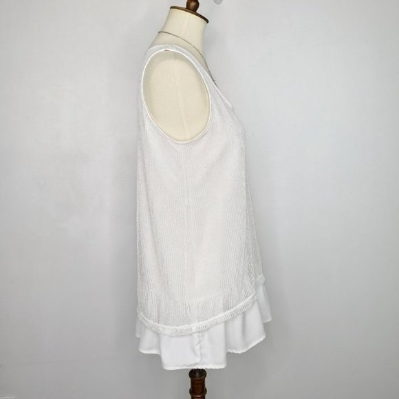 Simply Noelle Off White Layered Bottom Ruffle Sequins Top Blouse,  S/M (8-10) - Picture 6 of 15